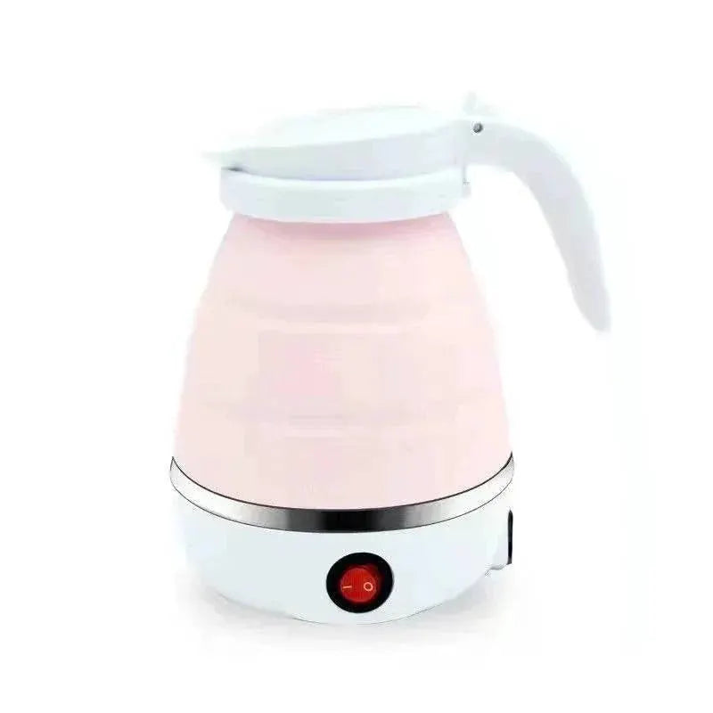 Pink collapsible electric kettle with white handle on white background, OurLum.com tech product