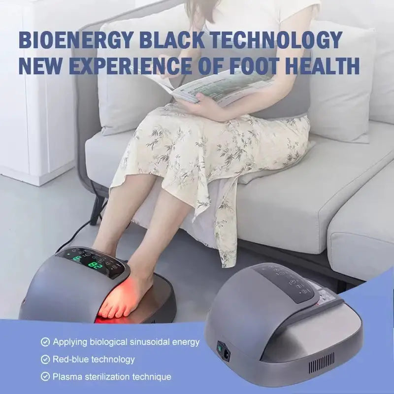 Wentun 1.0 Foot Spa 2-in-1 Foot Massage with Red Blue Light Display Stainless Steel Material Tera Hz IMD Screen for Elderly