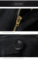 Winter Men Black Blue Straight Stretch Denim Pants Sale