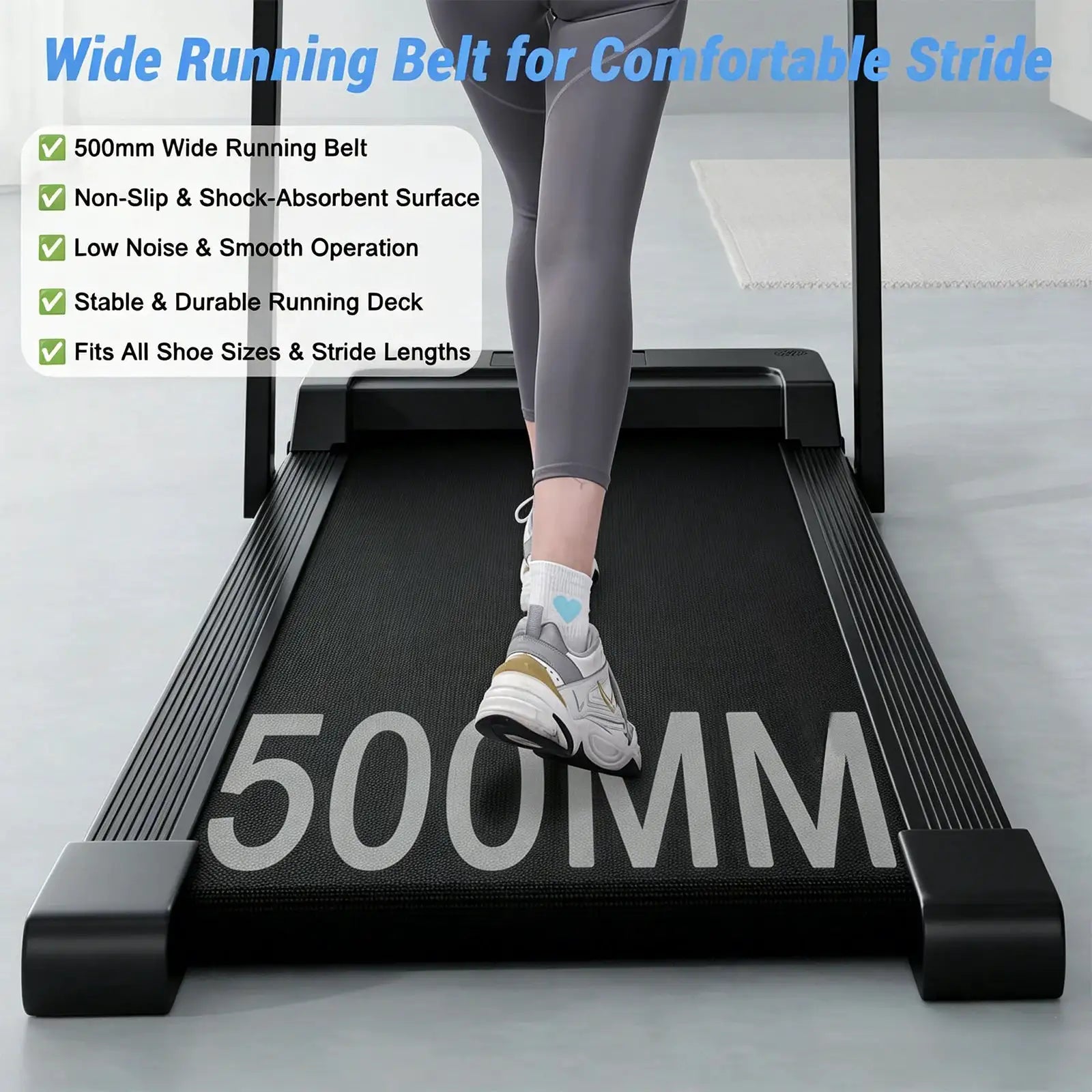 Walking Pad Treadmill with Handrail, Foldable Under Desk Treadmill for Home Office, Portable Compact Walking Treadmill with LED Display, Quiet Motor, Bluetooth App Control, for Walking Jogging and Light Running
