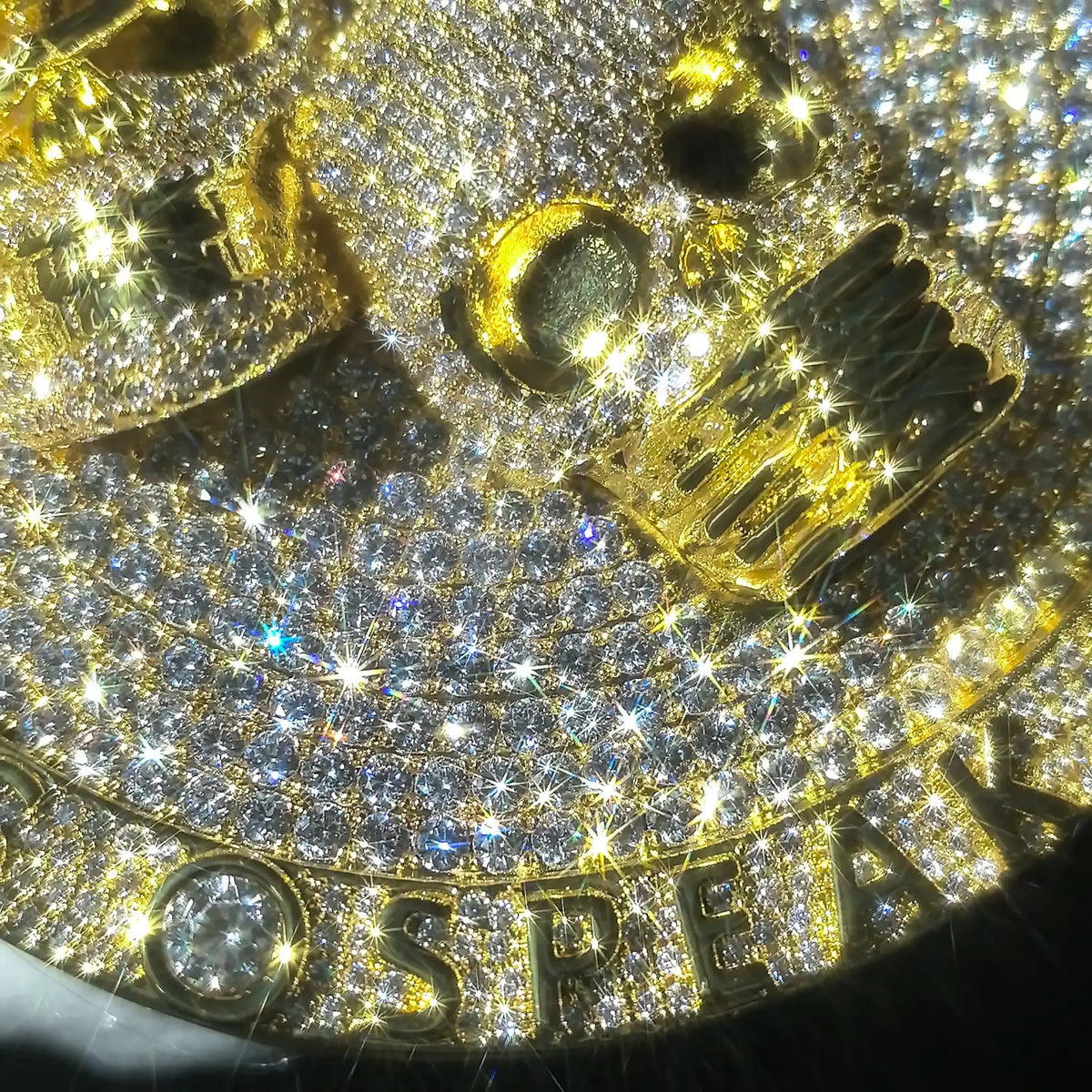 Full Iced Out See Hear Speak No Evil Skull Medallion Pendant Gold Tone Cubic Zirconia Men Hip Hop Rapper Bold Statement Streetwear Jewelry