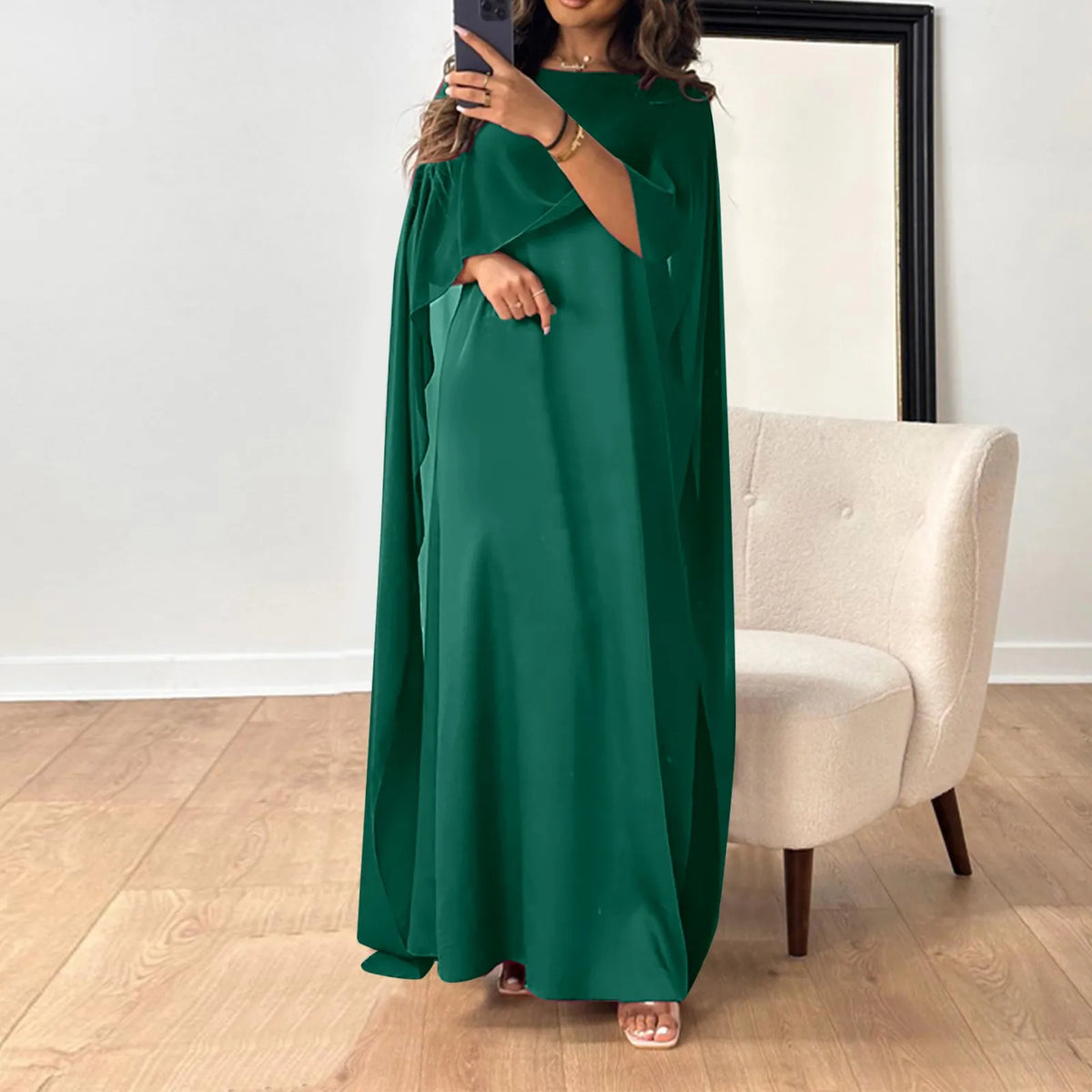Long Sleeve Chiffon Abaya Dress