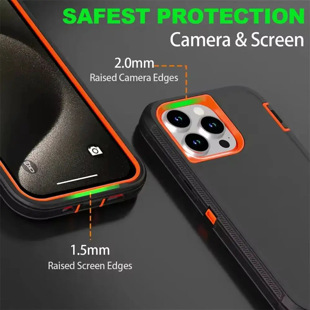 3in1 Defend Phone Case For iPhone 16 18 17 16E 15 14 Plus 13 12 Pro Max Mini Original Heavy Duty Shockproof Hybrid Armor Cover