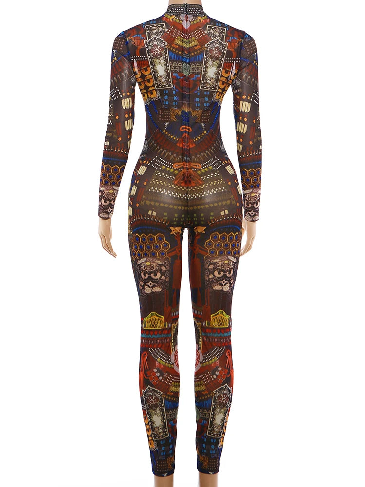 Crew Neck Long Sleeve Jumpsuit