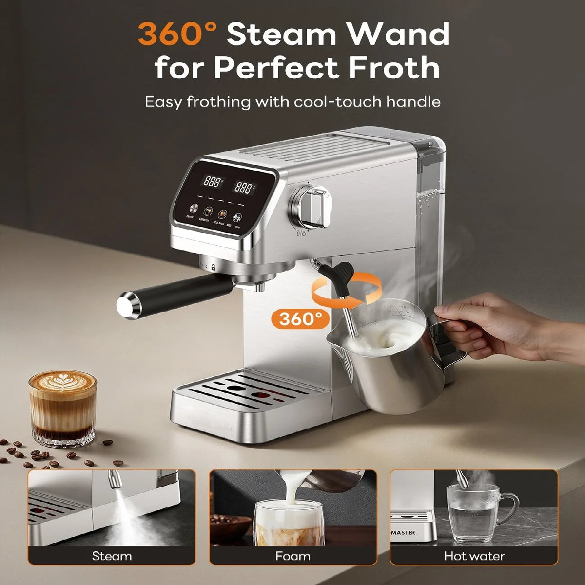 Espresso Maker with Milk Frother and Touchscreen Fast Heat — product view 5