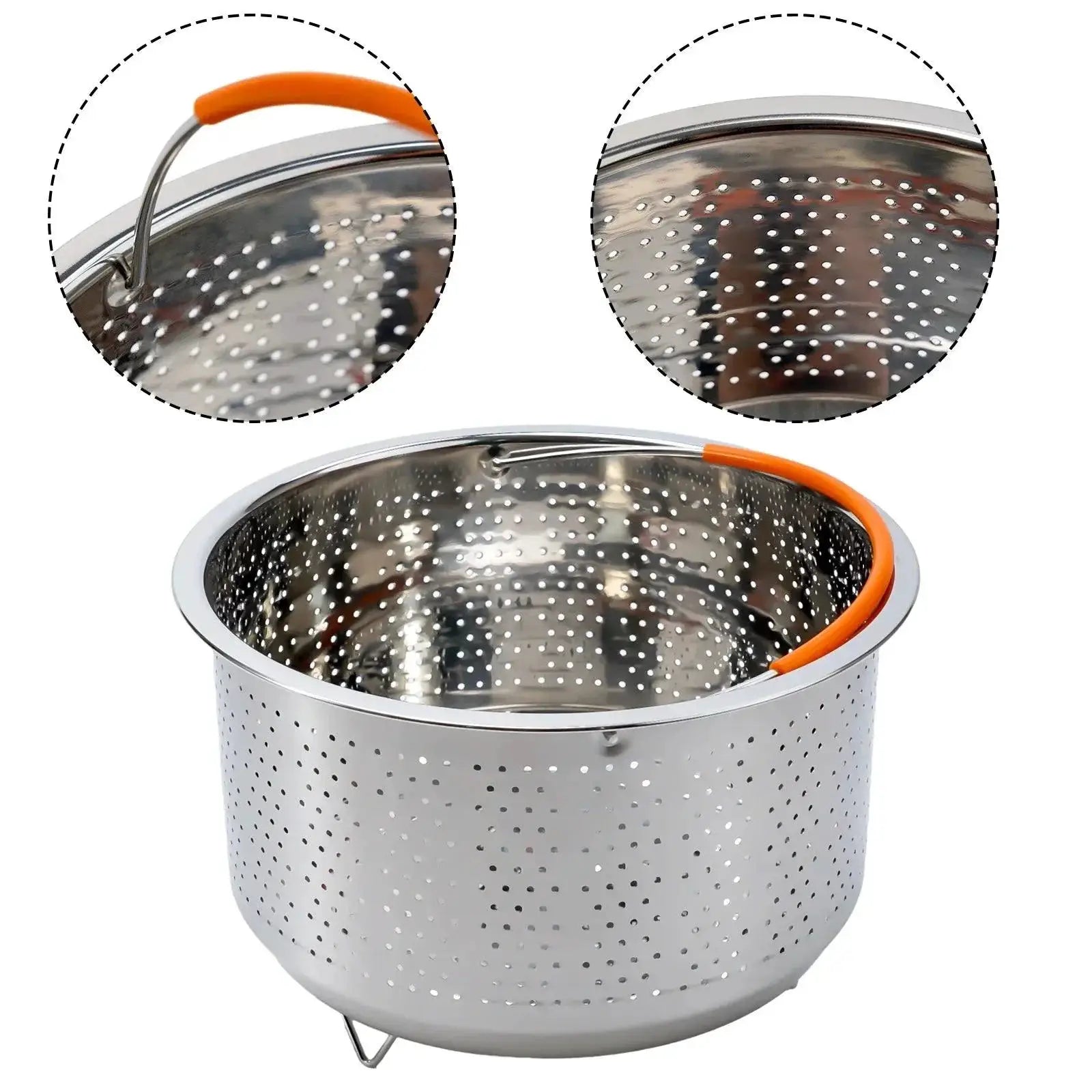 Stainless Steel Pot Steamer Basket With Silicone Handle