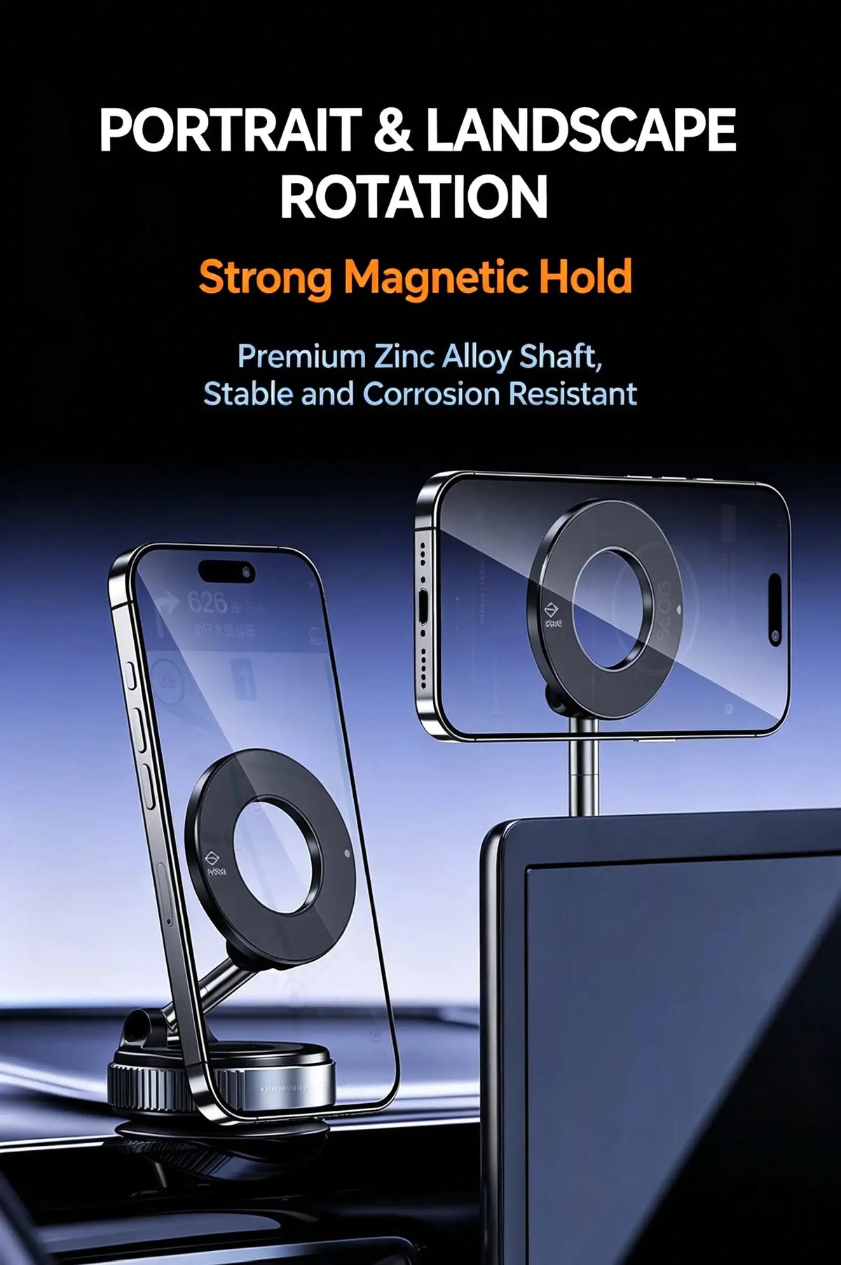 Magnetic car mobile phone holder, vacuum adsorption center console, anti-shake suction cup, special folding portable shelf for navigation