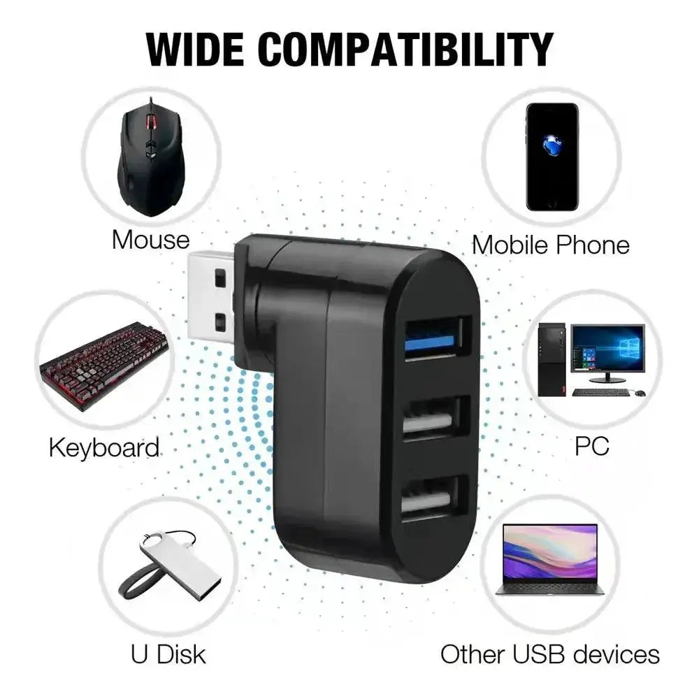 USB Hub Adapter High Speed Connectivity With Rotating Design