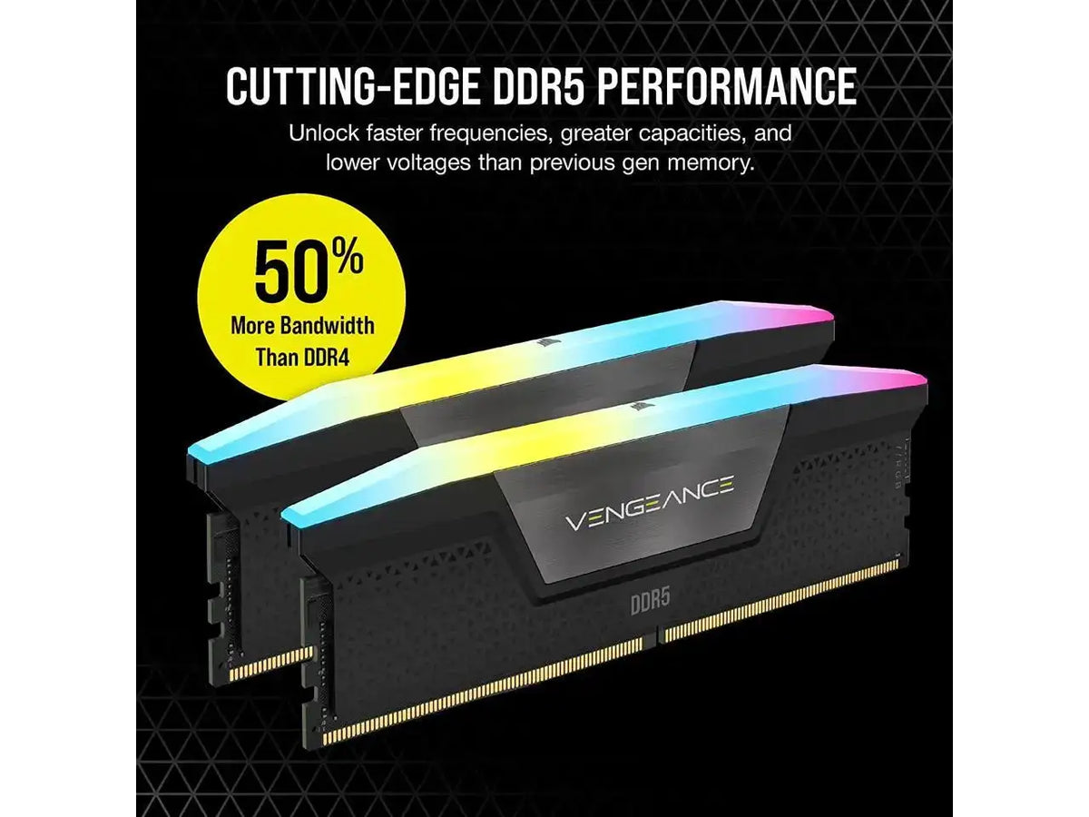 CORSAIR Vengeance RGB 16GB (2 x 8GB) 288-Pin PC RAM DDR5 5200 (PC5 41600) Desktop Memory Model CMH16GX5M2B5200Z40