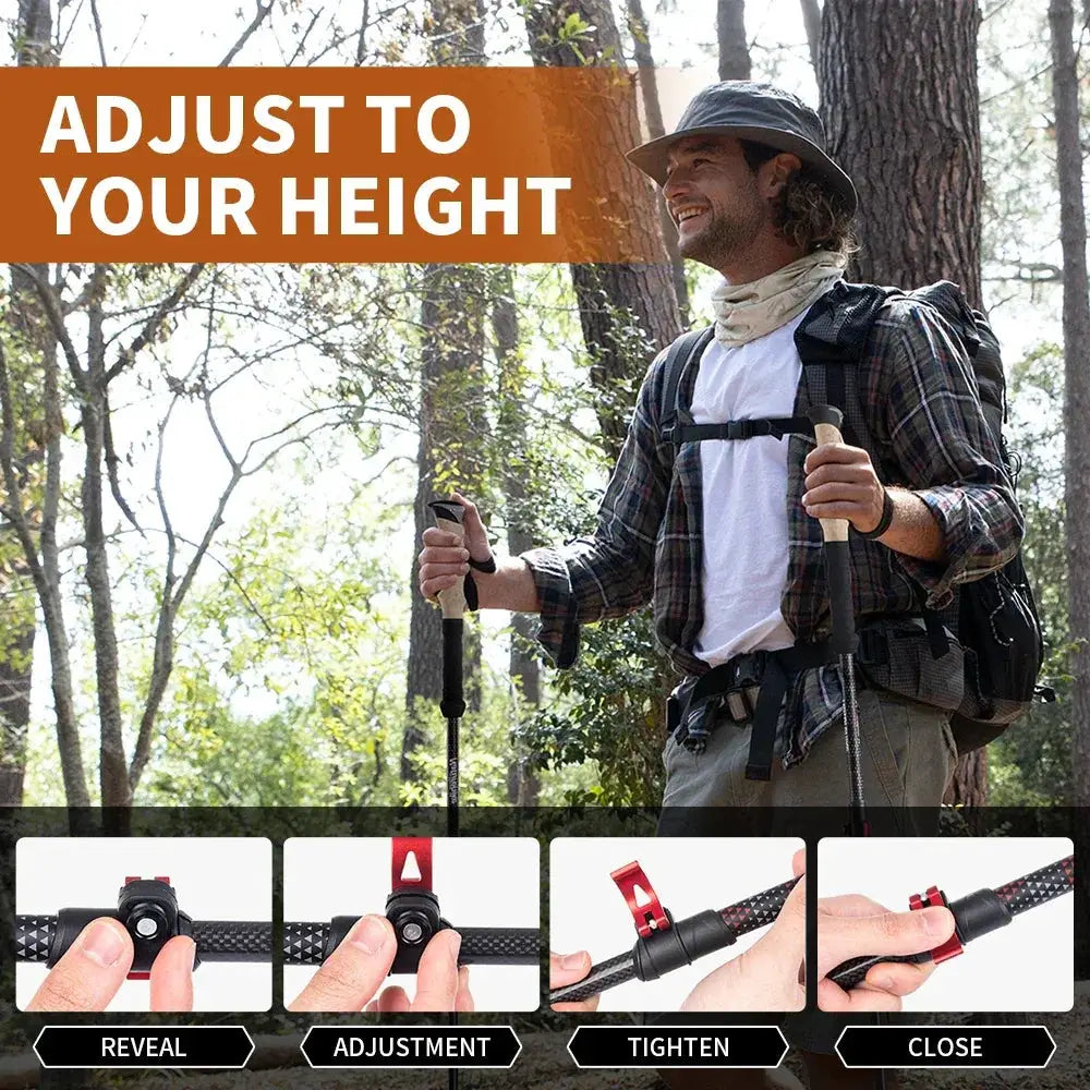 Carbon Fiber Trekking Poles 2 Piece Collapsible Hiking Poles