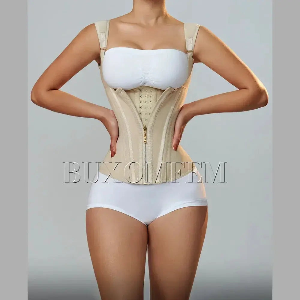 Colombian Fajas Girdles Row Buckle and Zipper Waist Shaper