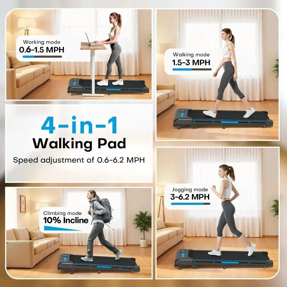 Under Desk 6.2MPH Walking Pad with 9% Incline, 2.5HP Motor, 12 HIIT Workouts, Remote Control, Supports 330lbs