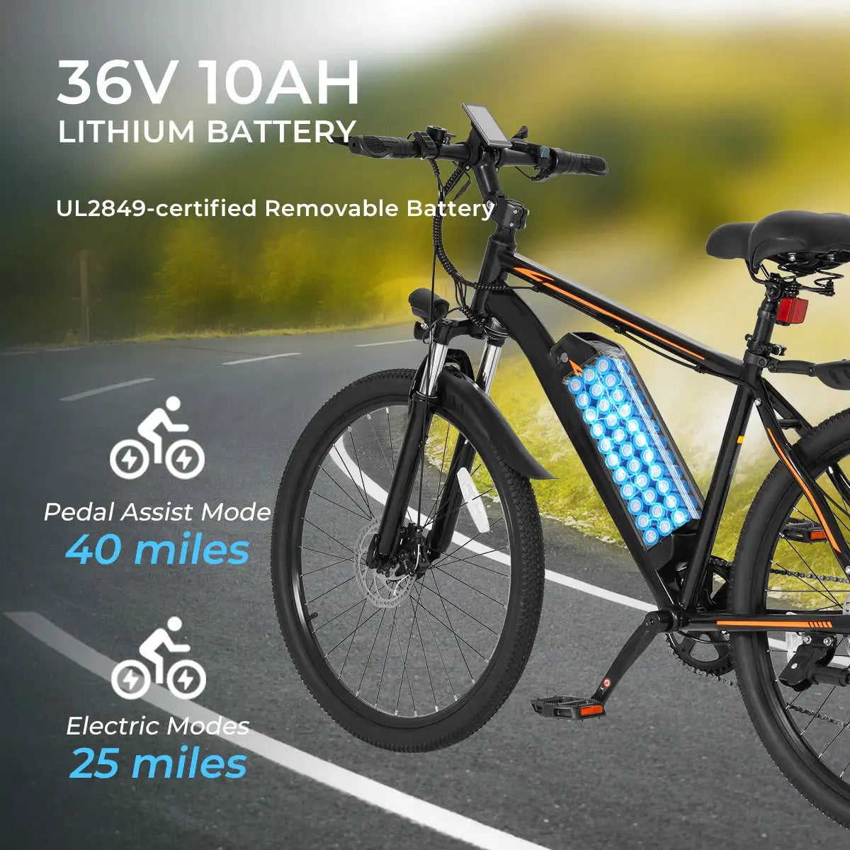 DYU M26 Electric Bicycle 1000W Peak Motor 360WH Removable Battery Electric Bike 26 Inch Mountain E-bike UL2849