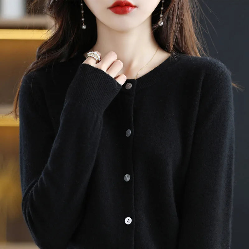 Crew Neck Knit Cardigan