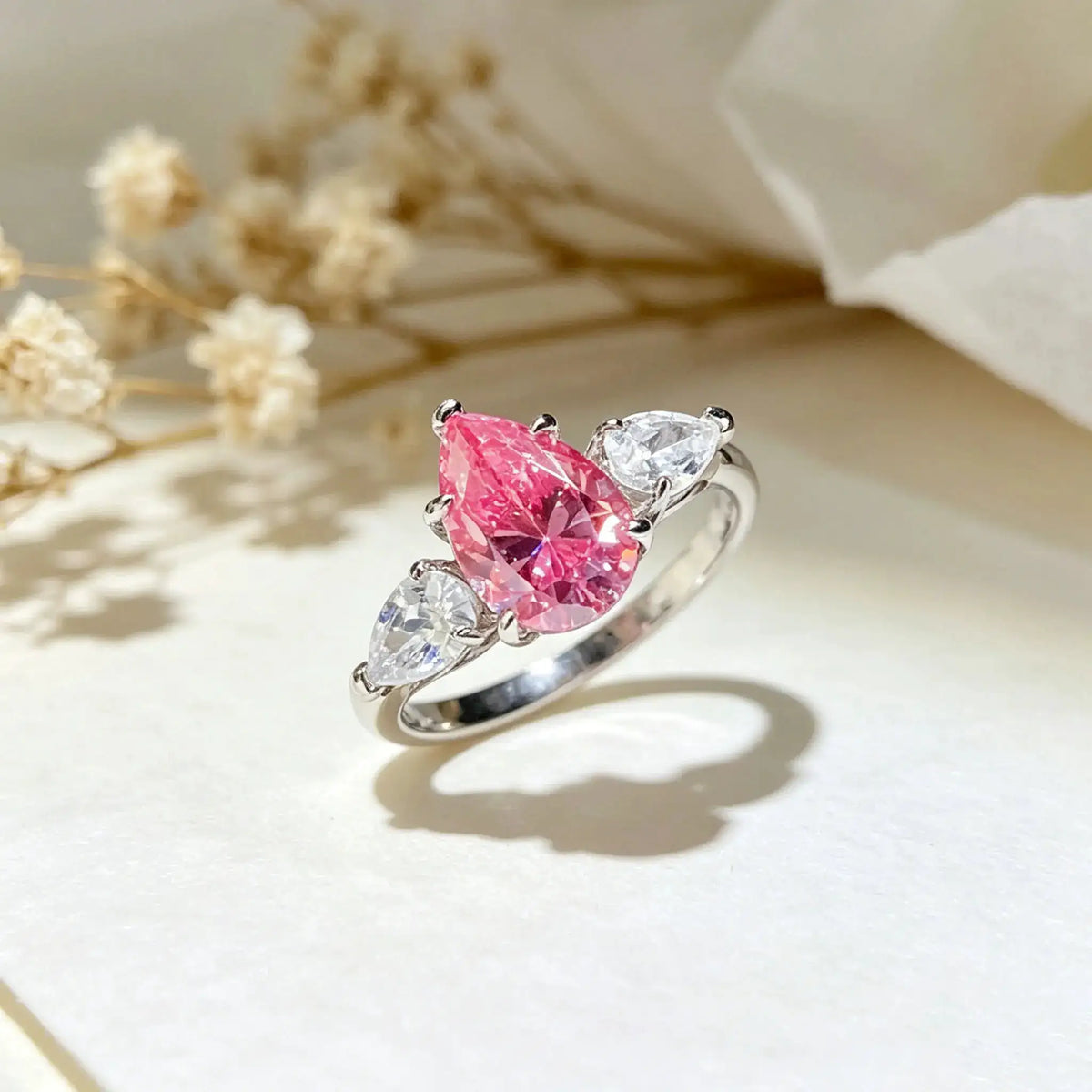 Sterling Silver Pink Moissanite Ring — product image 5