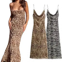 Backless Leopard Midi Dress For Women