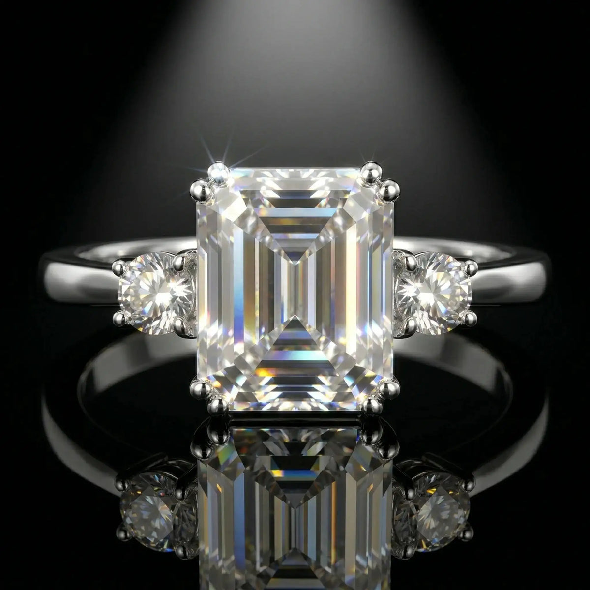 Moissanite Ring in Sterling Silver Asscher — product view 1