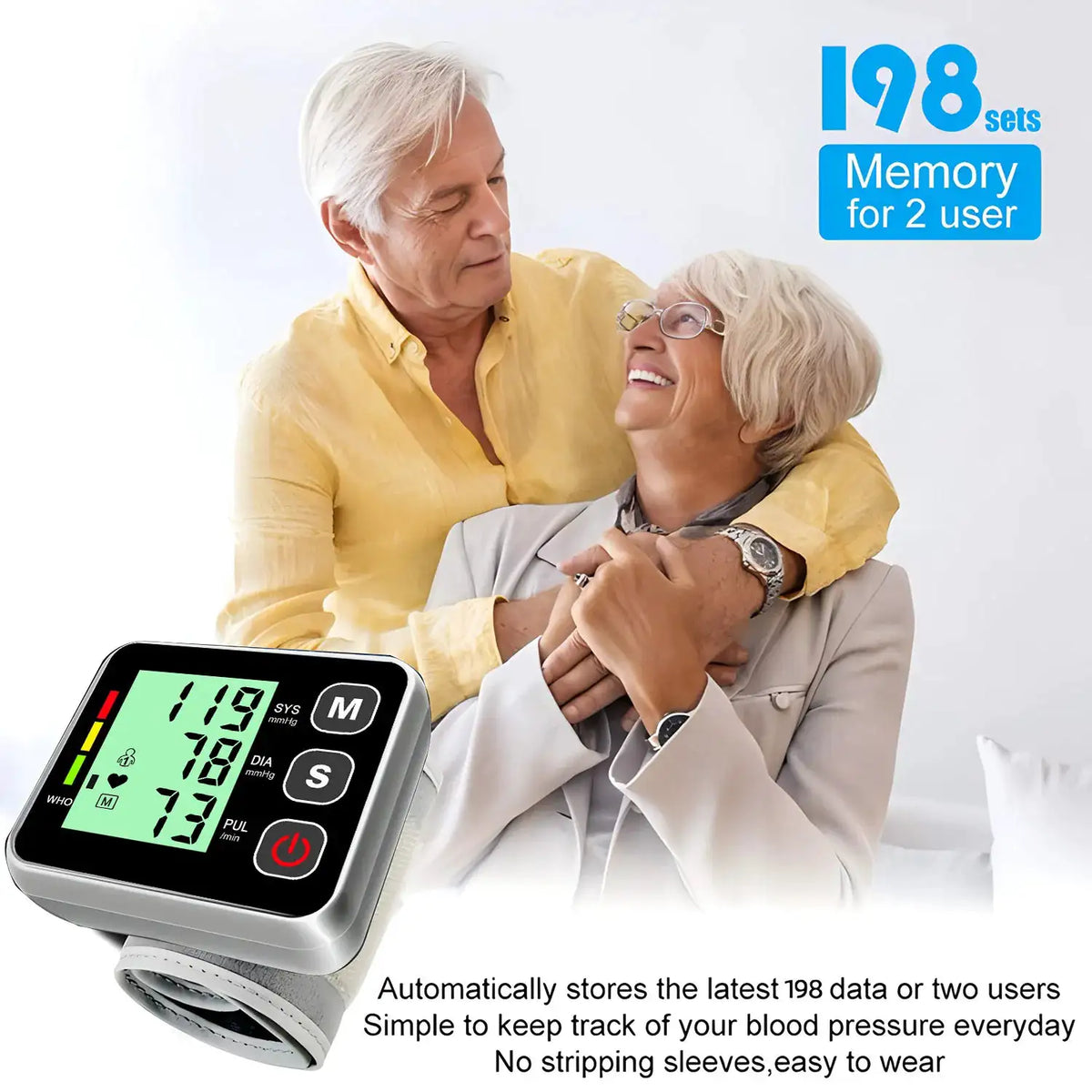 Medical Digital LCD Wrist Automatic Blood Pressure Monitor Sphygmomanometer PR Heart Beat Rate Pulse Mete Tonometer Health Care