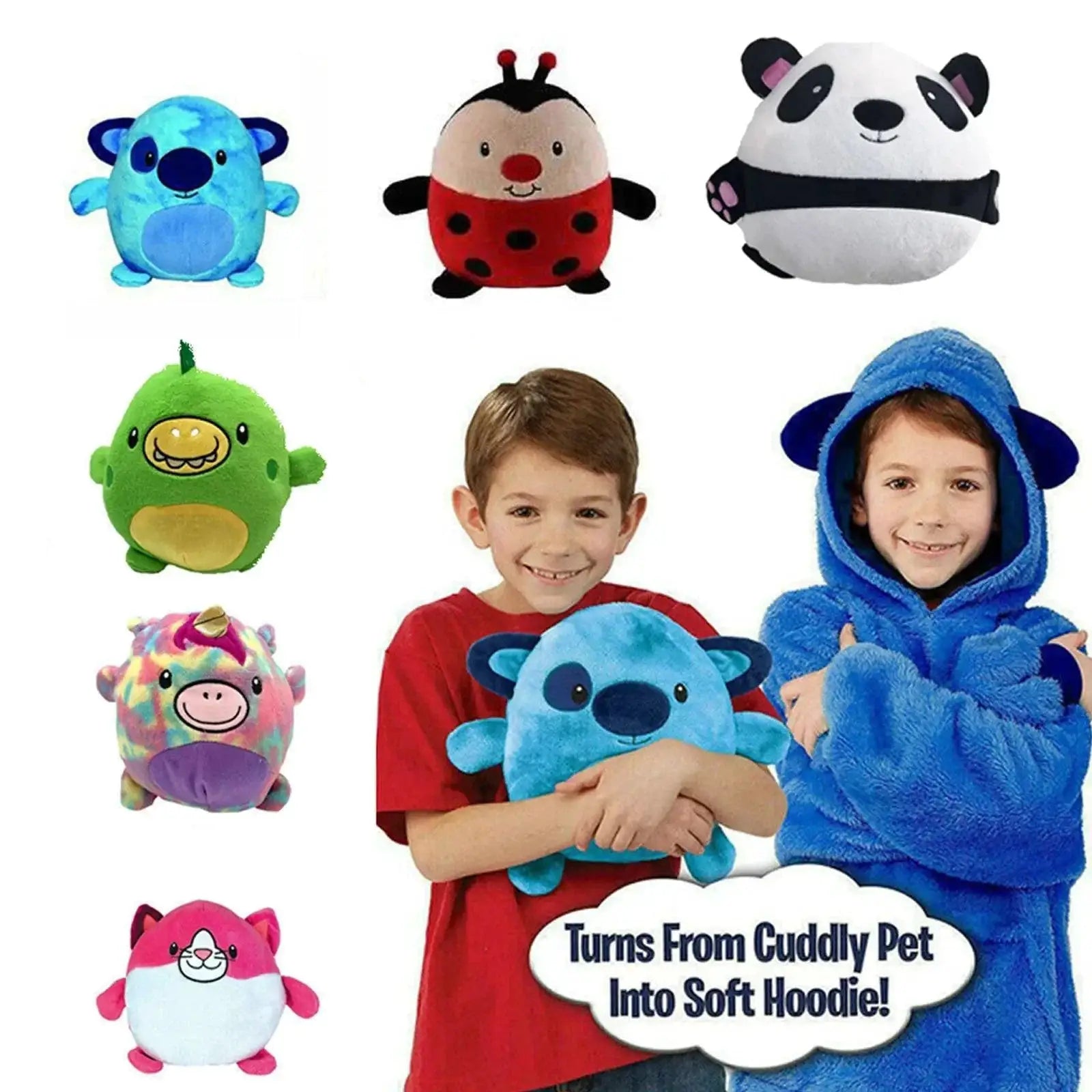 Cartoon Pets Hoodie Blanket For Kids Wearable Pajamas