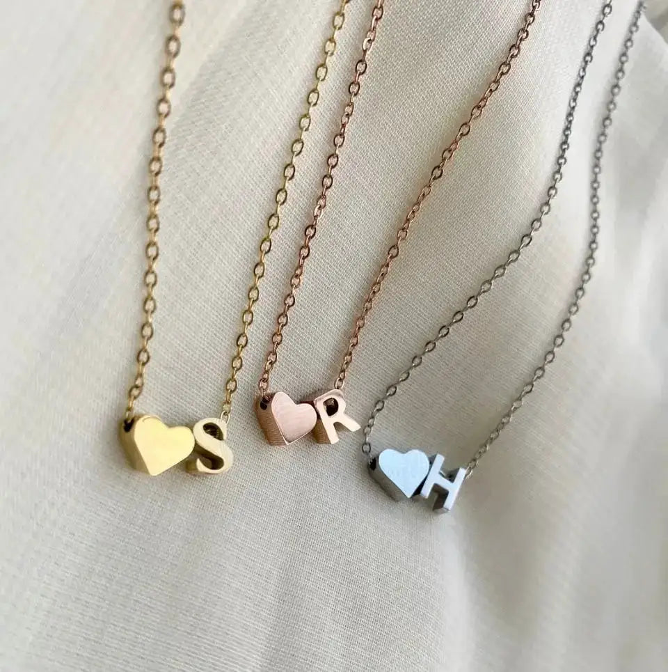Emanco 6mm Heart Dainty Initial DIY Necklace Gold Color