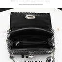 Glam Rhinestone Leather Crossbody Bag Elegant Underarm Carry