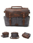 Vintage Waxed Canvas Leather Briefcase