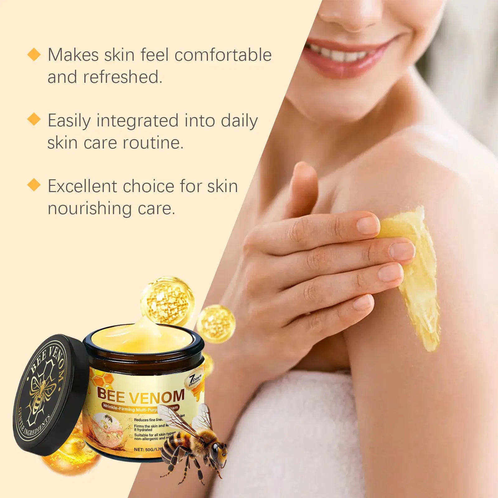 Bee Venom Firming Cream for Sagging Skin Lifting Anti Wrinkle Remover Reduce Fine Lines Hydrating Multipurpose Bee Venoms Cream