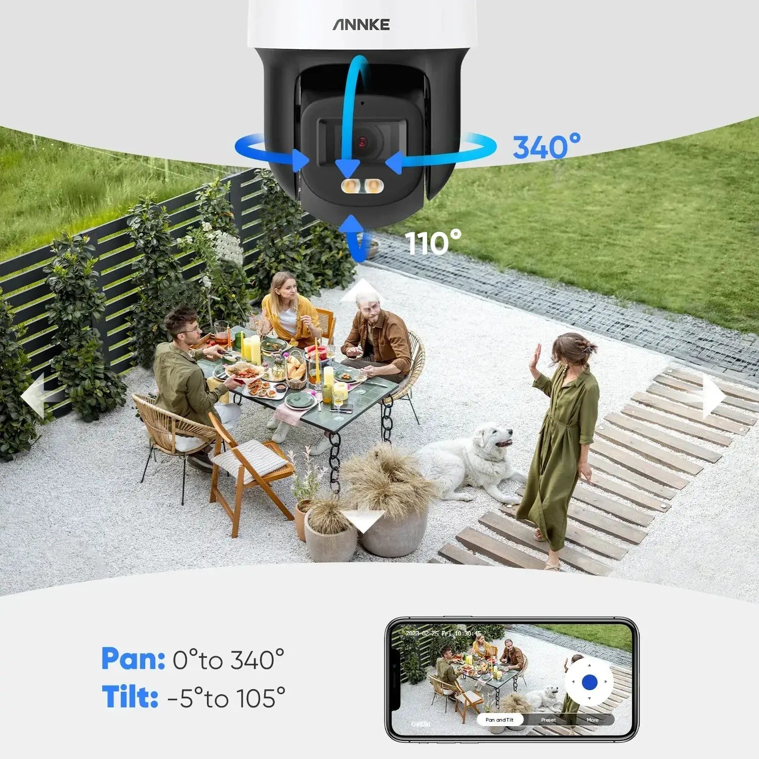 ANNKE 3K 5MP PoE PT Security Camera With Color Night Vision