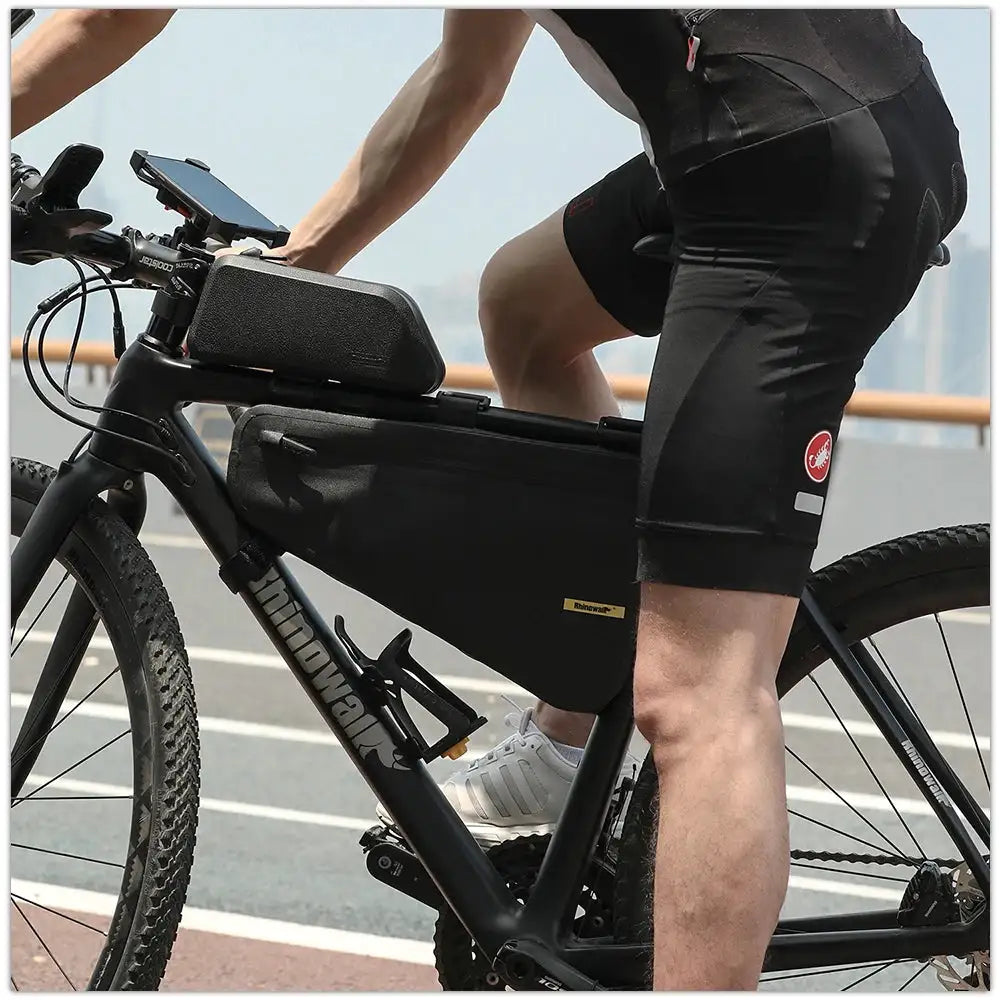 Rhinowalk Bike Frame Bag Waterproof 4L Big Capacity Triangle Bag Bicycle Bikepacking Bag Storage Tool Pouch For MTB Road Bike