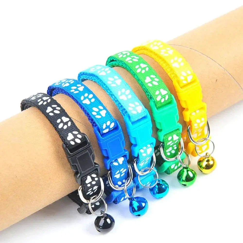 Cartoon Paw Print Pet Collar With Adjustable Safety Bell