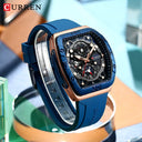 Mens Colorful Multi Functional Tonneau Quartz Watch