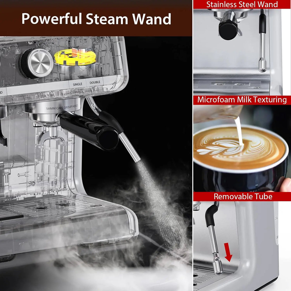 Espresso Machine with Conical Burr Grinder PID Temperature — product view 5