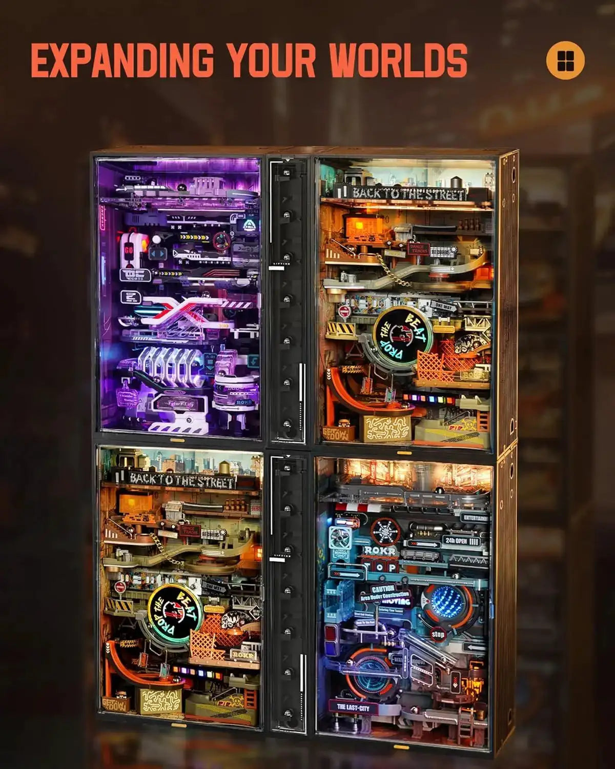 Robotime Rokr Marble Run Model Kits Hip-hop Street Gaming Decor Desk Decoration Parallel World MR03S 134pcs For Adult