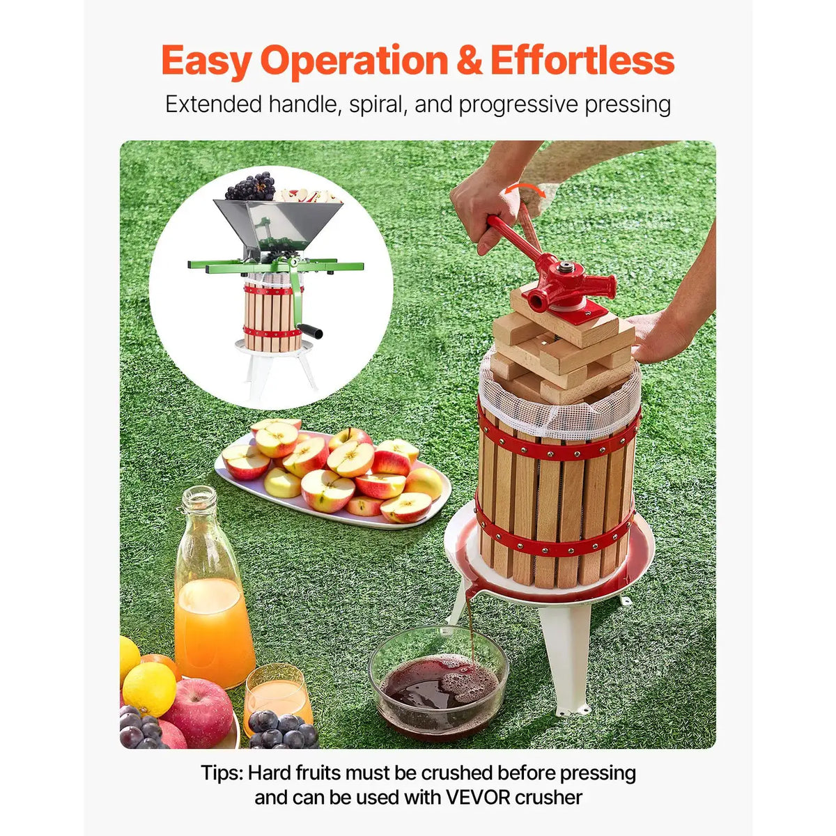 SucceBuy Fruit Wine Press Solid Wood Basket with Blocks Heavy — product view 6