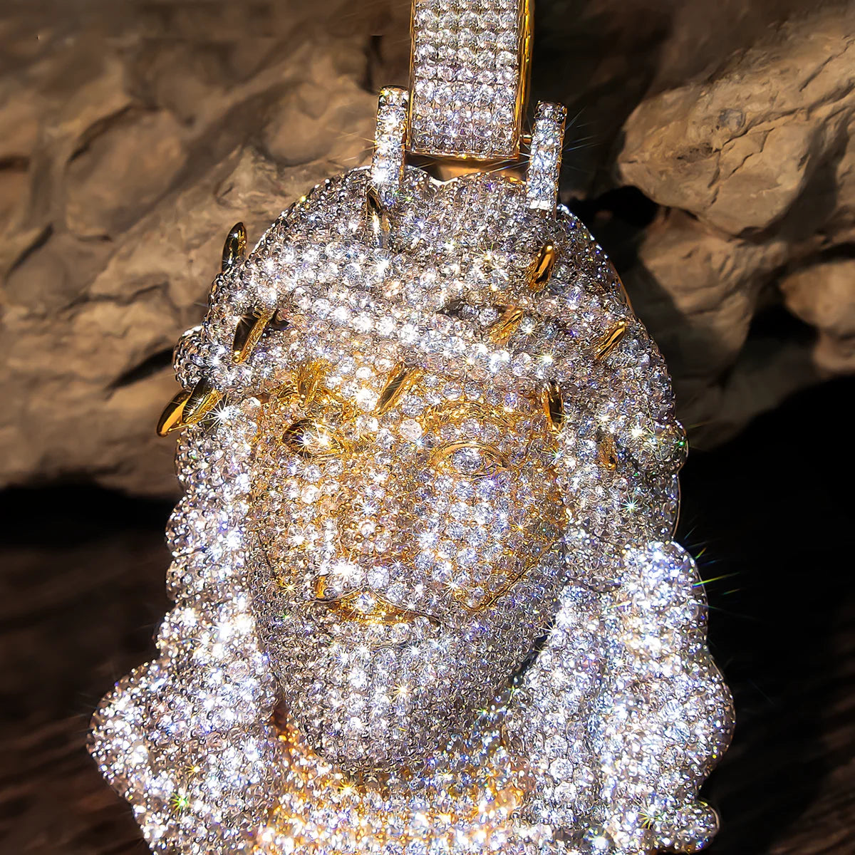 Iced Out Jesus Head Pendant