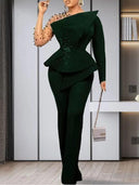 Shimmer Beaded Two-Piece Set for Vintage-Chic Style