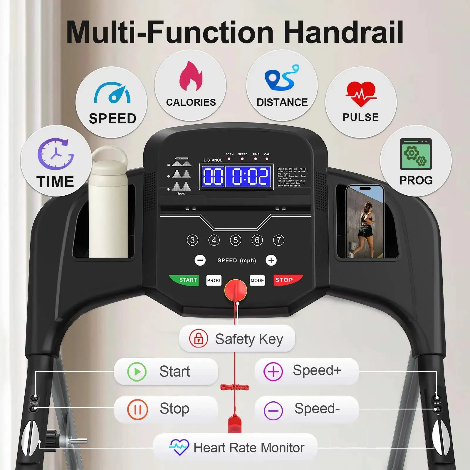Foldable Treadmill For Home Use, Shock-absorbing, Non-slip, Multi-functional, Essential Fitness Equipment For The Whole Family.