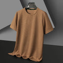 Summer O Neck Short Sleeve T Shirts For Men Casual Waffle