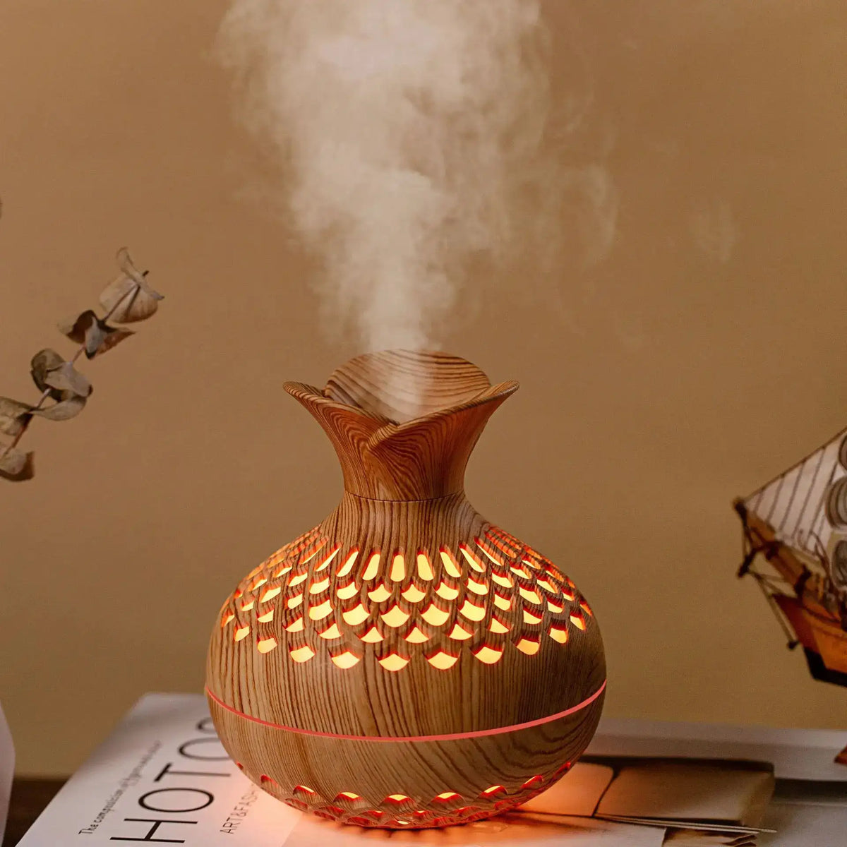 Wood Grain USB Aroma Diffuser Humidifier With LED — product view 20