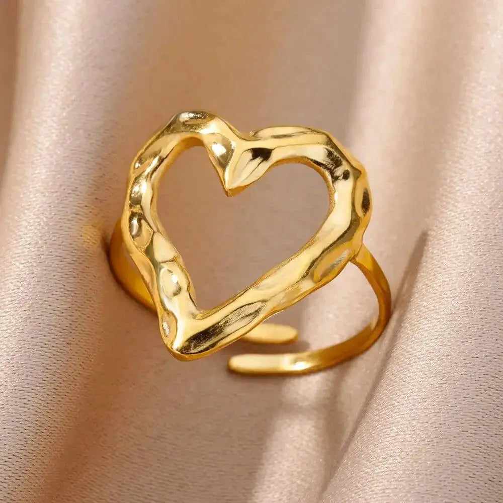 Sunflower Stainless Steel Wedding Ring Set With Gold Plating