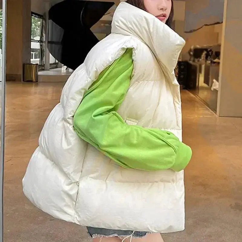 Winter Button Vest For Women Thick Polyester Warmth