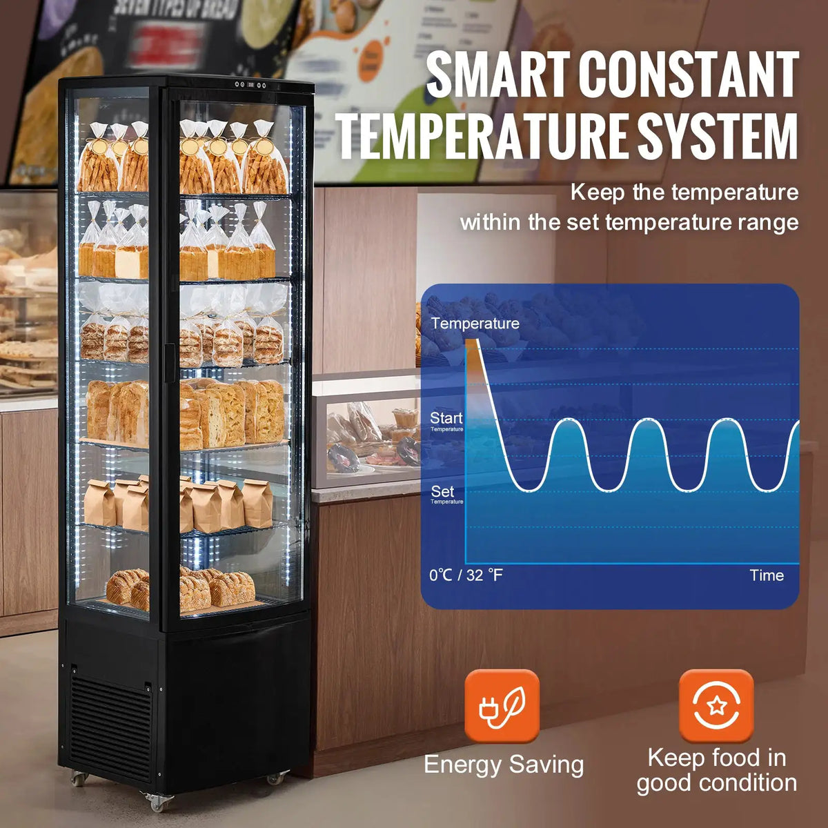 SucceBuy cft Refrigerated Display Case Large Commercial Pastry — product view 4
