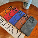 Luxury Retro Matte Leather iPhone Case Stylish Shockproof Cover