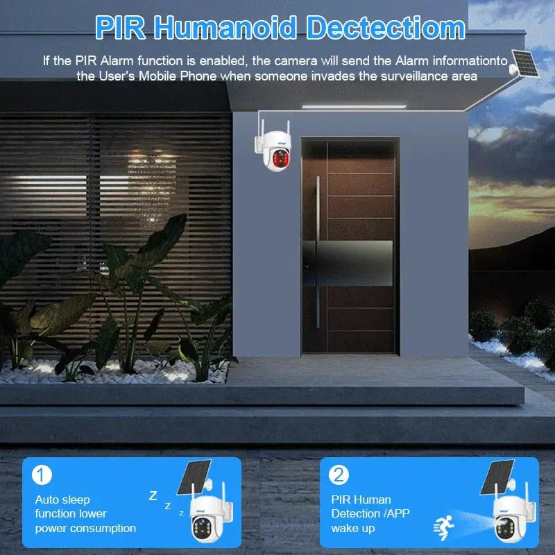 Solar Powered 4MP PTZ IP Security Camera With Night Vision