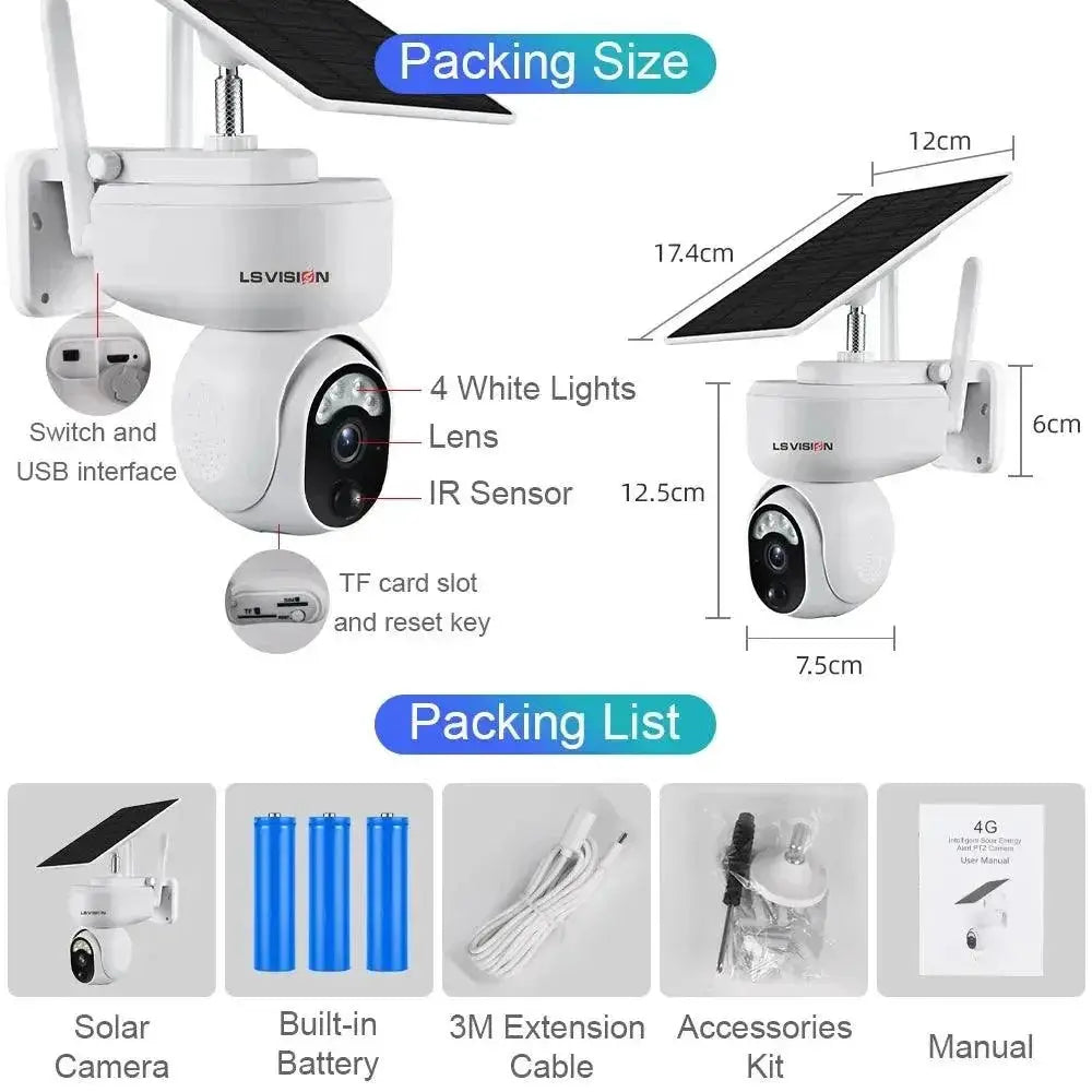 Solar Wireless Security Camera Weatherproof Motion Detection