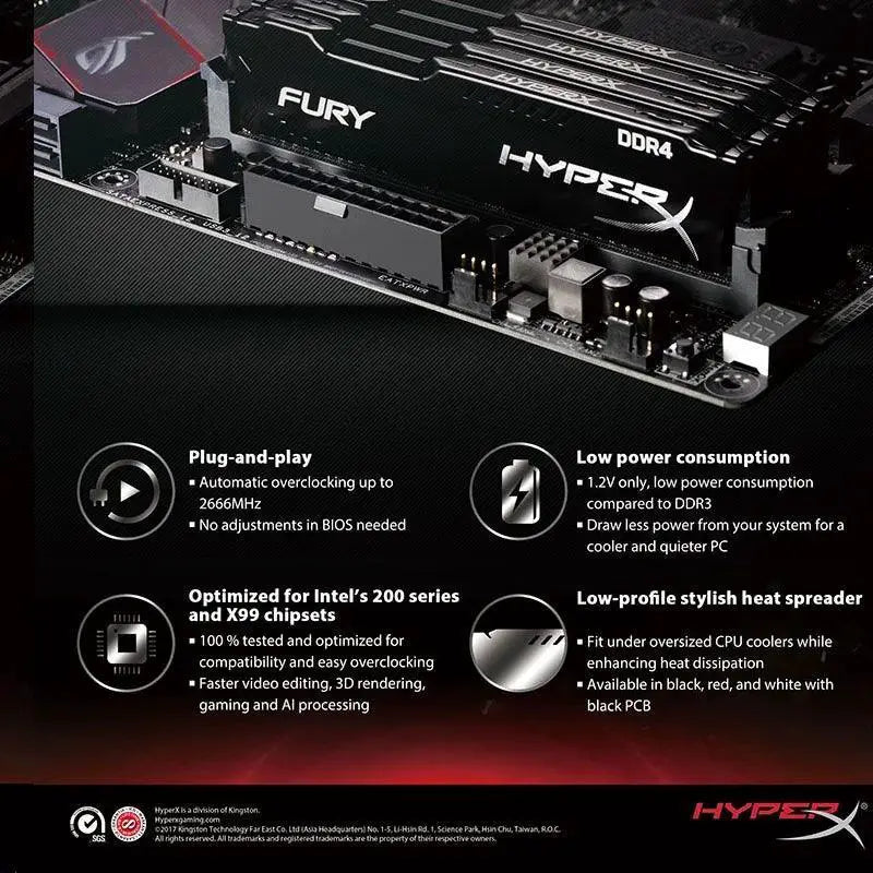 HyperX Fury RAM High Performance Memory Upgrades for PCs