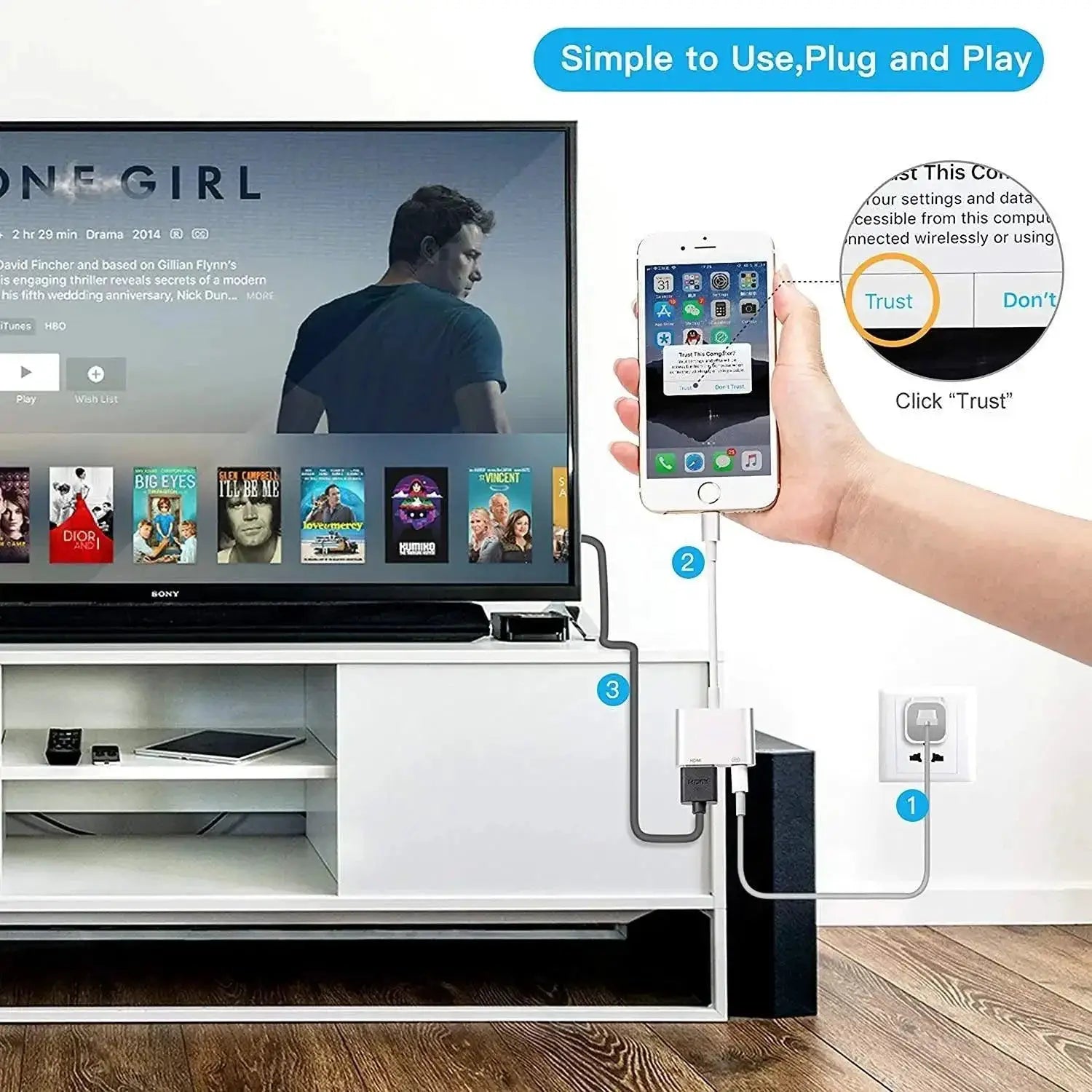 Lightning to HDMI Digital AV Adapter for iPhone 14 13 1080P