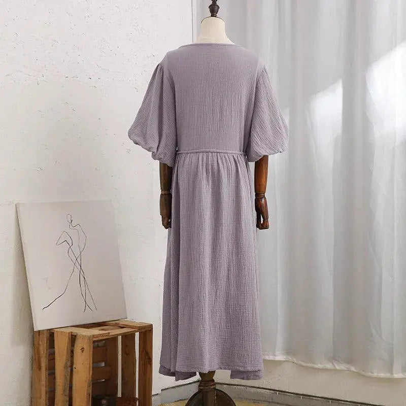 Muslin 100 Percent Cotton Gauze Long Chic Sundress For Women