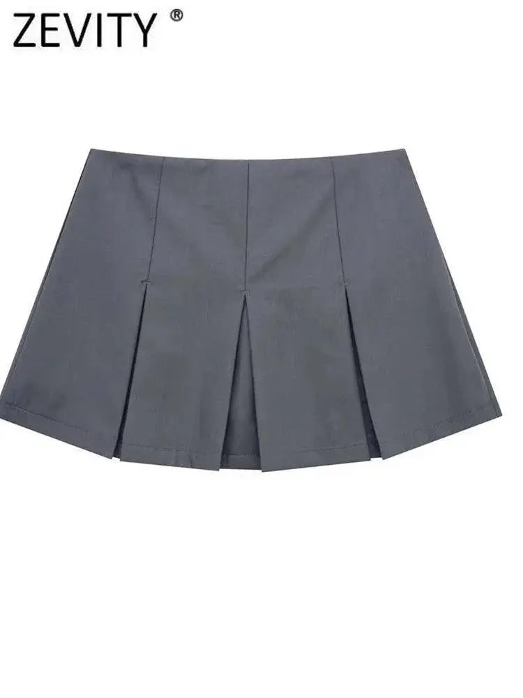 Zevity High Waist Pleated Culottes Shorts Chic Summer Style