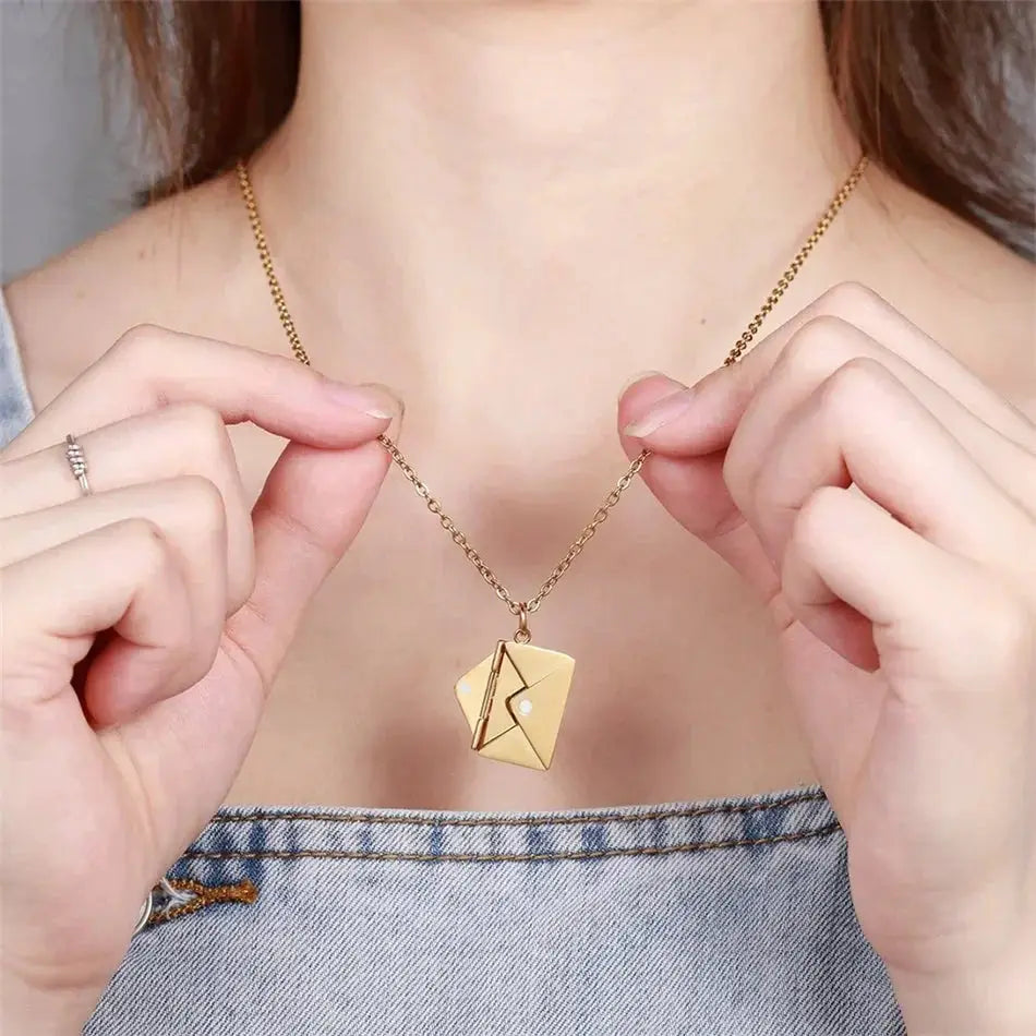 Custom Letter Envelope Necklace - Her — product view 12